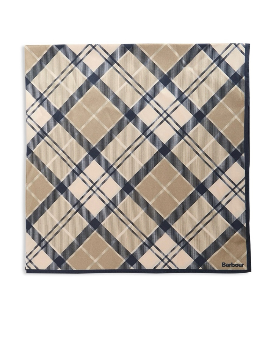 Barbour Navy and Beige Tartan Pocket Square